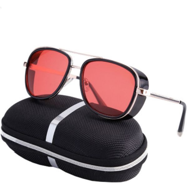 Iron Men Gafas de sol Big Square Frame Mirror Gafas de sol Metal Cool Designer 9 colores