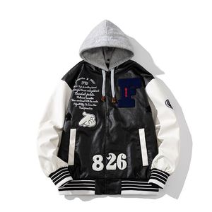 Vente chaude Veste Femmes Hommes Hommes Vestes Varsity Patchwork Streetwear Baseball Hip Hop Lettre Pu En Cuir Couple Vêtements Coréen High Street