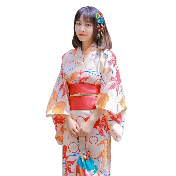 Offre spéciale vêtements japonais femmes Robe originale Standard Kimono traditionnel Costumes de danse taille unique cerise beauté Kimono Robe