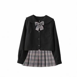 Offre spéciale uniformes scolaires japonais pour filles mignon noir Lg-longueur marin hauts jupes plissées ensembles Cosplay Jk Costume série 52Sk #