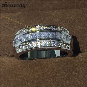 Hot Sale sieraden mannelijke ring 3 mm 5a zirkon cz wit goud gevulde feestbetrokkenheid trouwring voor mannen maat 5-11 j190716 247k