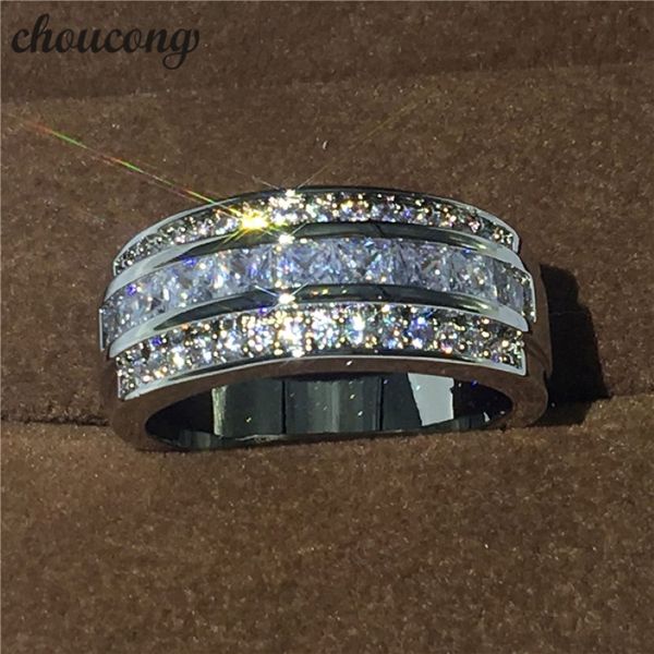Sale bijoux anneau masculin 3 mm 5a Zircon CZ CZ White Gold rempli Party Engagement Band de mariage pour hommes Taille 5-11 S18101608 248O