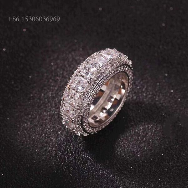 Offre spéciale bijoux en argent Sterling VVS Moissanite diamant glacé Hip Hop bague pour hommes femmes