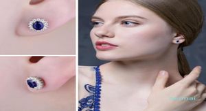 Hot Koop JPalace Gemaakt Blauwe Saffier Stud Oorbellen 925 Sterling Zilveren Oorbellen Voor Vrouwen Koreaanse Earings9390839