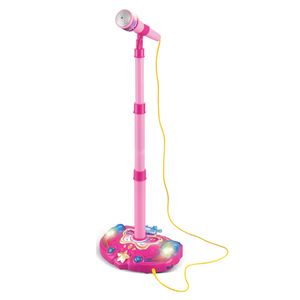 Venta caliente Niños Niñas Karaoke Soporte ajustable Micrófono Música Micrófono Juguete Instrumento musical con efecto de luz Regalo de Navidad LJ200907