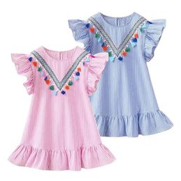 Vente chaude Kids Short Robe Children's Boutique Vêtements Girls Robes Stripe Robes Baby Baby Baby Summer Tutu jupes