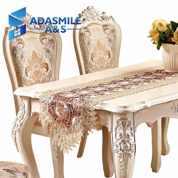 Vente chaude dentelle brodée florale polyester élégant table runner table dinning drapeau drapeau drapeau de la table de mariage y200421