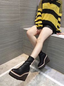 Vente chaude-dames bottines avec fond épais chaussures à talons hauts mode femmes noires bottes styles d'automne et d'hiver