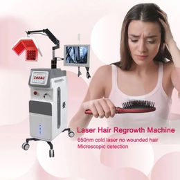 Vente Flash Machine Laser pour repousse des cheveux, analyseur de cuir chevelu à Diode haute fréquence 650nm, thérapie à la lumière infrarouge, équipement de beauté professionnel