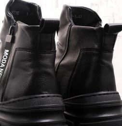 Gran oferta-le botas de cuero suave zapatos casuales para hombre moda club nocturno hombres botas con cremallera negro blanco 5 #20/20D50