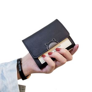 Offre spéciale en cuir à trois volets petit portefeuille femmes léger Compact fermeture à pression porte-carte de crédit avec fenêtre d'identification pour voyage shopping sac à main