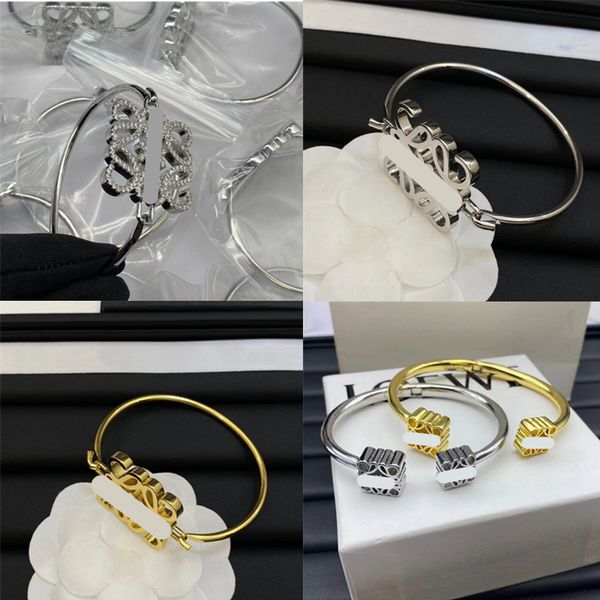 Vente chaude Loe Série de créateurs Géométrie Bracelets pour femme Boucles d'oreilles Gold Hoop Sparkling avec Diamants Bracelet Bijoux Party Gift