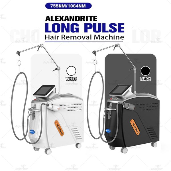 Venta caliente Máquina de depilación de pulso largo Depiladora láser Alexandrite Ndyag TEC Cooling 755nm 1064nm Dispositivo de rejuvenecimiento de la piel Salon Alex Laser