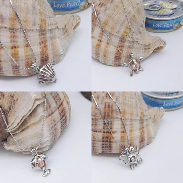 Vente chaude Amour Perle Cages Pendentifs Collier Ouverture Médaillons Coquillages Tortues Dauphin Papillon Charmes Colliers Pour Femmes Bijoux De Mode