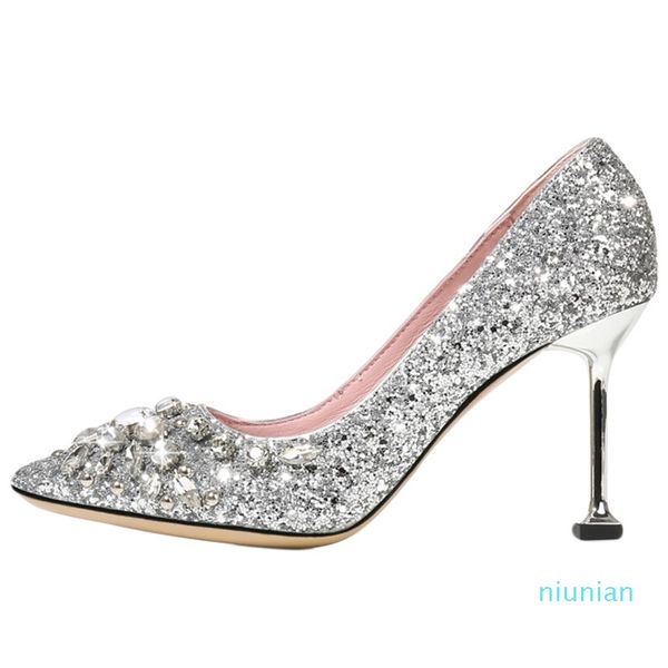 Escarpins de créateurs de luxe de vente chaude avec logo et boîte paillettes paillettes cristal chaussures de mariage de mariée argent champagne or taille 35 à 40