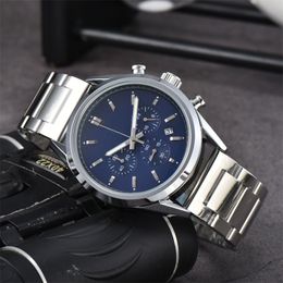 Offre spéciale montres de luxe pour hommes montre d'affaires décontractée Quartz chronographe argenté en acier inoxydable horloge montre de luxe