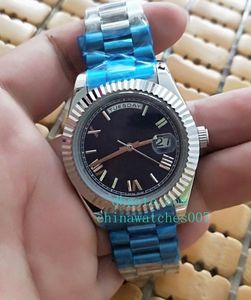 Offre spéciale montres de luxe Uomo Giorno Data 228239 40mm-cadran noir et bleu Nuova lunetta scanalata montre automatique pour hommes