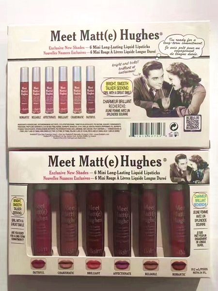 Maquillage Matte Lip Gloss Meet Matt (e) Hughes Mini set Long Lasting Liquid Lipstick avec la marque en stock 6pcs / set par dhl