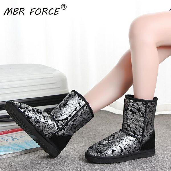 Gran oferta MBR FORCE 2020 estilo gran oferta 100% cuero genuino moda niñas botas de nieve de invierno para mujeres zapatos cálidos de invierno envío gratis