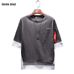 Hot Koop Heren T-shirt 2018 Zomer Nieuwe Mode Patchwork Korte Mouw T-shirt Mannen Merk Kleding Casual O Neck Mens Top Tees 5XL