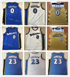 Venta caliente Hombres Gilbert Arenas 0 Jerseys Baloncesto Azul Blanco Amarillo Camisas Personalizadas Cualquier nombre Cualquier número