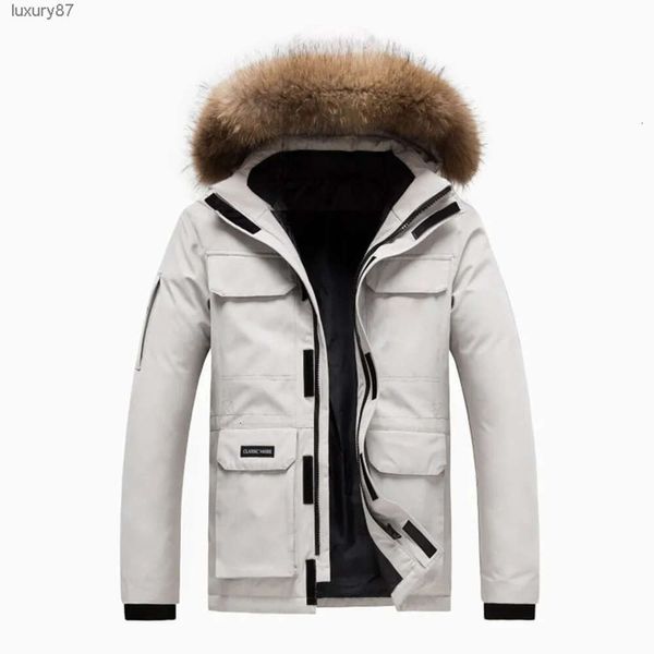 Gran oferta de Parkas de plumón para hombre, chaqueta de invierno acolchada para hombre, abrigo de piel de ganso canadiense de gran tamaño, abrigos largos acolchados de esquí con relleno para hombre Plus