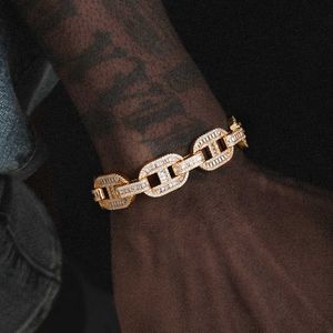 Offre spéciale hommes Hip Hop bijoux 925 en argent Sterling plaqué or 18 carats glacé Moissanite diamant cubain lien chaîne Bracelet