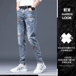 Vente chaude jeans de luxe pour hommes pantalon denim punk punk hole en détresse Tiger Patches extensible Skinny Ripped Panter
