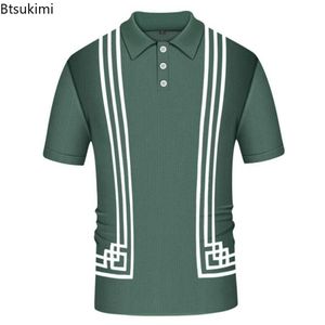 Vente chaude Vêtements d'été pour hommes style luxe Slim Green Stripe Polo