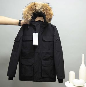 Venta caliente Hombres Mujeres Chaqueta de plumón Invierno al aire libre Parker Cuello largo de cuero Gorra Cálida Piel de lobo real Chaquetas de bombardero con estilo Abrigo de aventura