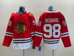 Hot Sale Heren Jeugd Blackhawks 98 Connor Bedard Hockey Jersey Chicago Rood Wit 100% Gestikt Maat S-XXXL