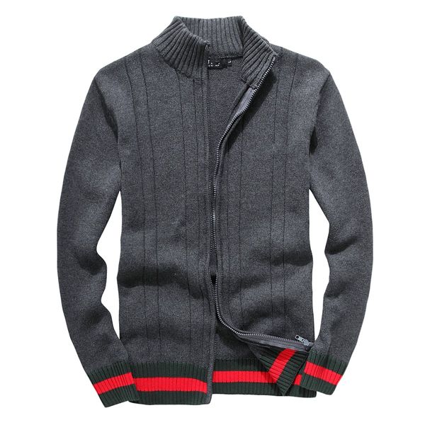 Venta caliente Suéter para hombre Invierno Cremallera gruesa Cuello alto Cálido Jersey Calidad Slim Knit Diseñador Tejido Casual Jumpers Zip Sudadera de algodón Tamaño asiático M-XXL