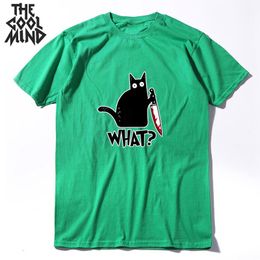 Hot Koop Mens Tshirt Katoen Korte Mouw Cool Mes Kat Print Mannen T-shirt Casual Losse Kat Mannen Tshirt O-hals T-shirt T-shirt