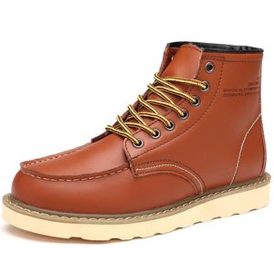 Designer-mens Work Botas cortas Men PU Tobillo Tobillo Tobillo Redondeo Redonde Toes Man Leisure Zapatos Antigua Zapatos Cálidos