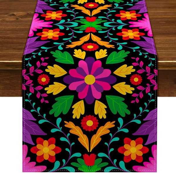 Venta caliente Colorido Colorido Mandala Mandala Flower Mesa de lino Tribader Mesa de comedor Decoración del hogar Cena de cocina