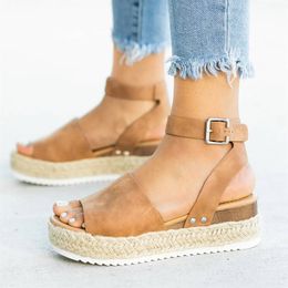 Vente chaude-MoneRffi Chaussures compensées pour femmes sandales grande taille talons hauts Chaussures d'été 2019 Flip Flop Chaussures Femme plate-forme sandales 2019