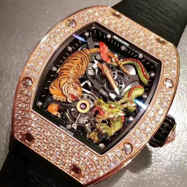 Vente chaude Montre Luxe Original Richards Millers Tourbillon Hommes Montre Designer Mouvement Montres Miroir Qualité Squelette Diamant Luxe Mens Montre Dhgate Nouveau