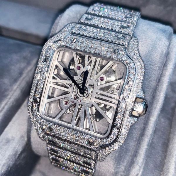 Venta caliente Montre Luxe Esqueleto original Completo Iced Out Moissanite Hombres Diseñador Movimiento Relojes Diamante de alta calidad Reloj para hombre Dhgate Nuevo