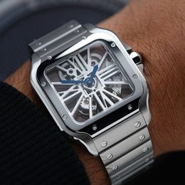 Hot Sale Montre Skeleton Dial Mens Luxury horloge originele katier Santo Watch roestvrijstalen riemen horloges ontwerper mannen kijken dhgate nieuw