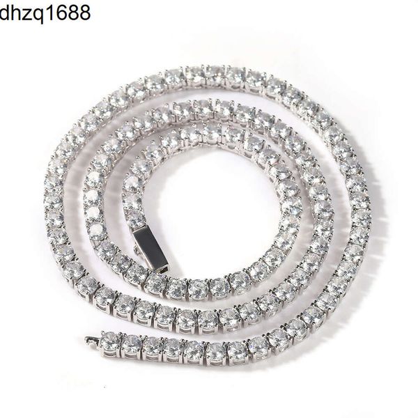 Collier en laiton pour hommes, 3mm, 4mm, 5mm, or blanc, fermoir à ressort, groupé en diamant Cz, chaîne de Tennis Vvs, offre spéciale, le plus populaire