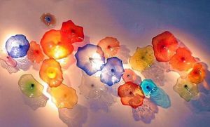 Murano Flower Arts Plaat Lampen OEM Mondgeblazen Borosilicaat Craft Hall Multi gekleurde glazen wandkunstplaten