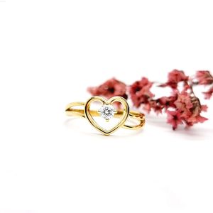 Bague en diamant Solitaire naturel pour femmes, en or poinçonné 14k 18k, en forme de cœur ouvert, véritable Vvs, offre spéciale
