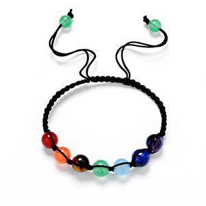 Offre spéciale pierre naturelle améthyste lapis lazuli oeil de tigre 8mm perles tressé corde Bracelets énergie Yoga Reiki 7 Chakra Bracelet bijoux