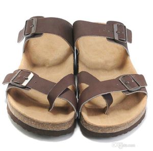 Vente Flash Arizona – sandales plates pour hommes et femmes, chaussures décontractées, avec boucle, de haute qualité, pantoufles d'été en cuir véritable, nouvelle marque célèbre