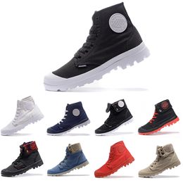 Vente chaude- Pallabrouse hommes haut de gamme armée militaire cheville hommes femmes bottes toile baskets chaussures décontractées homme anti-dérapant chaussures 36-45