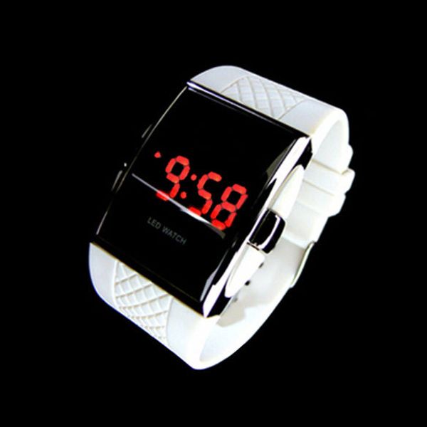 Envío gratis gran oferta nuevo estilo deportivo LED rojo Digital blanco señora hombre reloj FCI #