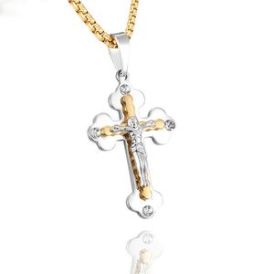 Kruis hanger met hals ketting mode roestvrij staal kleine crucifix Jezus vrouwen Christoren Steampunk-accessoires