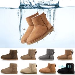Venta caliente- Nuevas botas de nieve clásicas de invierno de Australia buena moda WGG botas altas de cuero real Bailey Bowknot botas de rodilla con lazo de bailey para mujer
