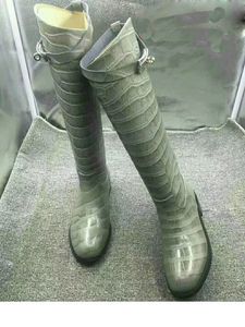 Vente chaude-nouvelles femmes garniture en cuir noeud sur les bottes au genou Designer Lady toile guêtre à talons hauts semelle extérieure en caoutchouc cuissardes hautes