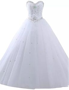 Offre spéciale plus récent 2019 robe de bal blanche robes de mariée avec des cristaux de perles robe de bal longue robe de soirée de mariage robes de mariée AL37